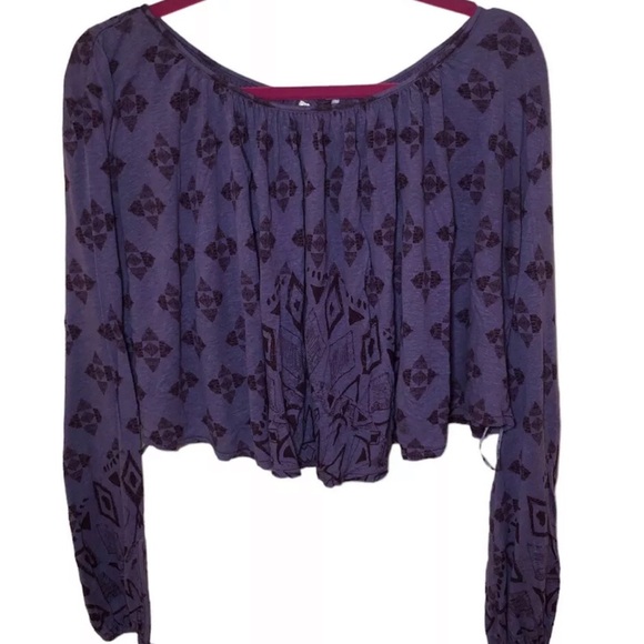 Free people long sleeve flowy boho crop top size XS - Picture 2 of 7